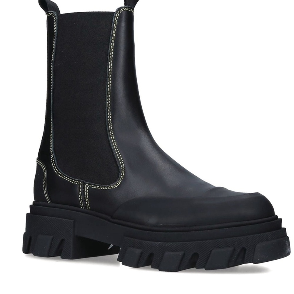Ganni  Mid Chelsea Boot with yellow stitching